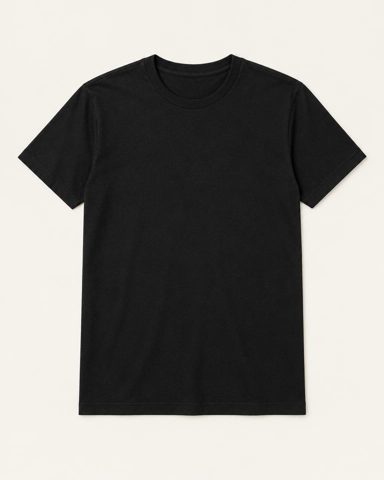 Black Classic Round-Neck Cotton T-Shirt