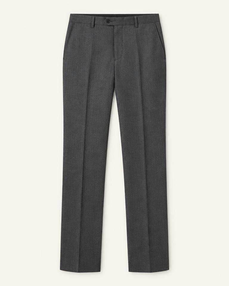 Charcoal Grey Flat-Front Formal Trousers